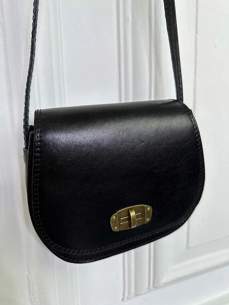 Leather Saddle Bag - Black