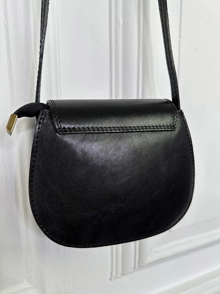 Leather Saddle Bag - Black