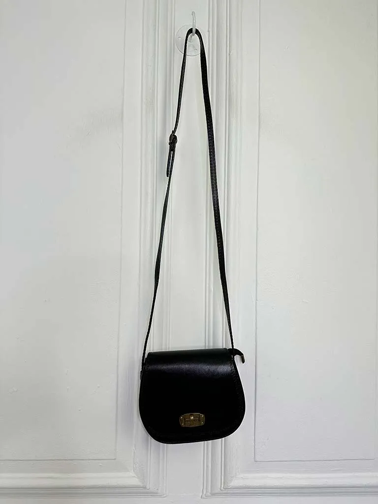 Leather Saddle Bag - Black