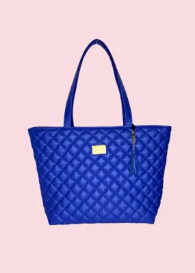 Makeup Junkie Bags - Luxe Cobalt Quilted Tote [Pre-Order]