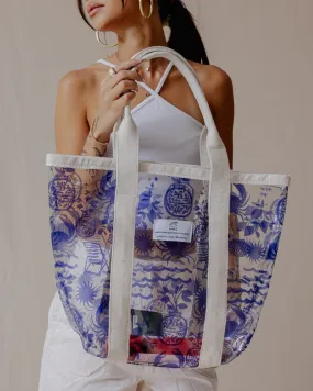 Mediterranean Blue Plastic Tote