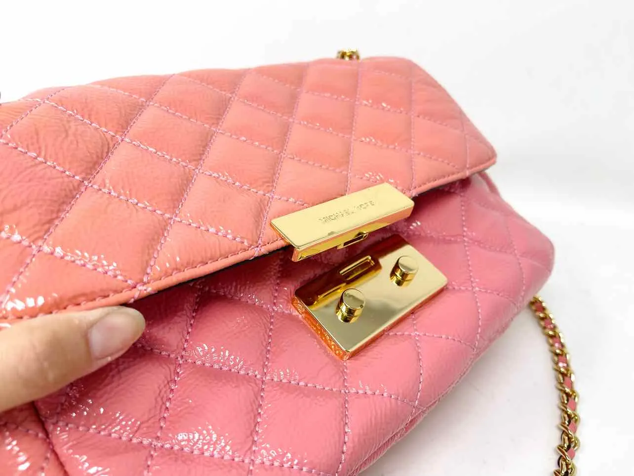 Michael Michael Kors Pink Shoulder Bag Quilted Patent Leather AS IS Purse