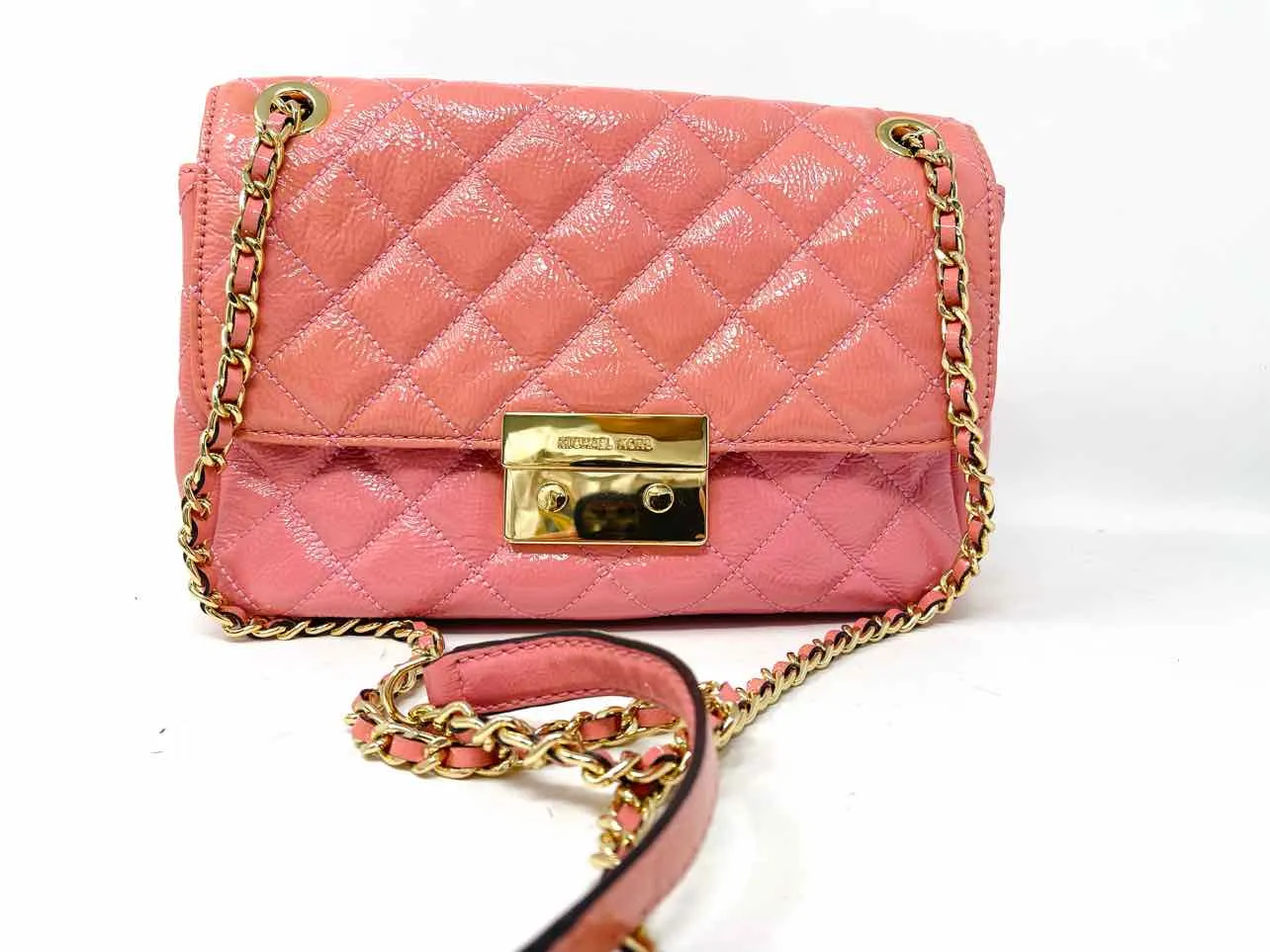 Michael Michael Kors Pink Shoulder Bag Quilted Patent Leather AS IS Purse