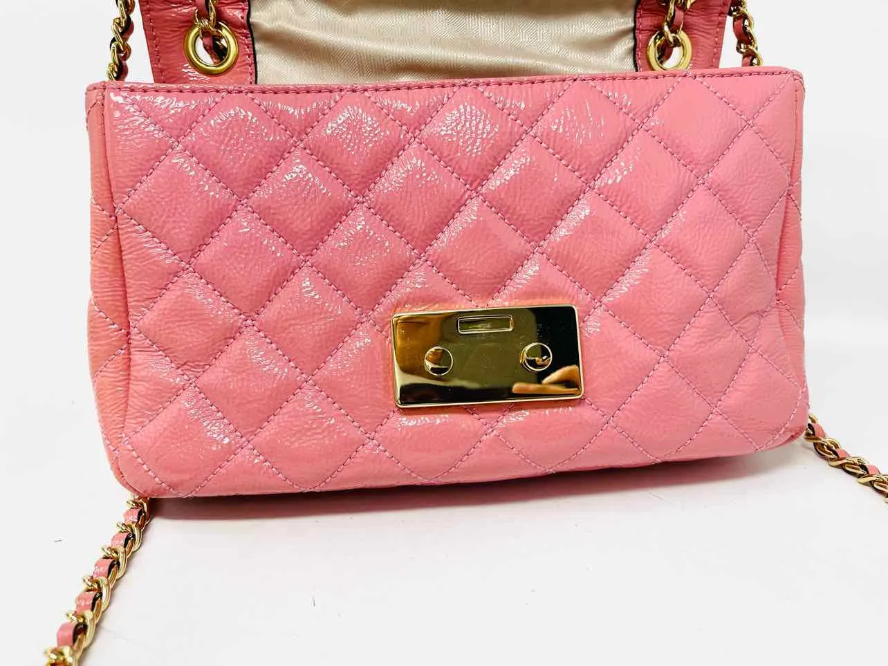 Michael Michael Kors Pink Shoulder Bag Quilted Patent Leather AS IS Purse