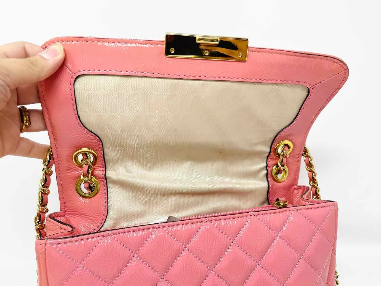 Michael Michael Kors Pink Shoulder Bag Quilted Patent Leather AS IS Purse