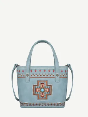 Montana West Embroidered Cross Concho Crossbody Mini Tote