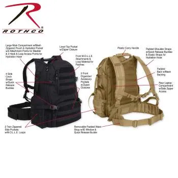 Multi-Chamber MOLLE Assault Pack - Coyote