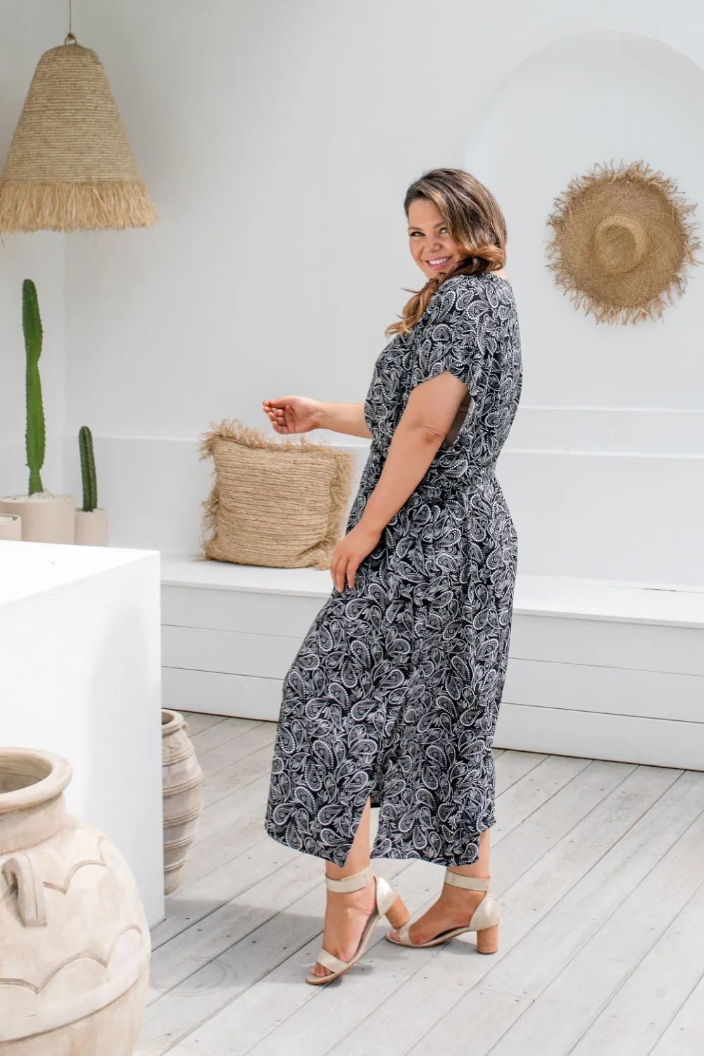 Paisley Shimmer Maxi Kaftan Dress