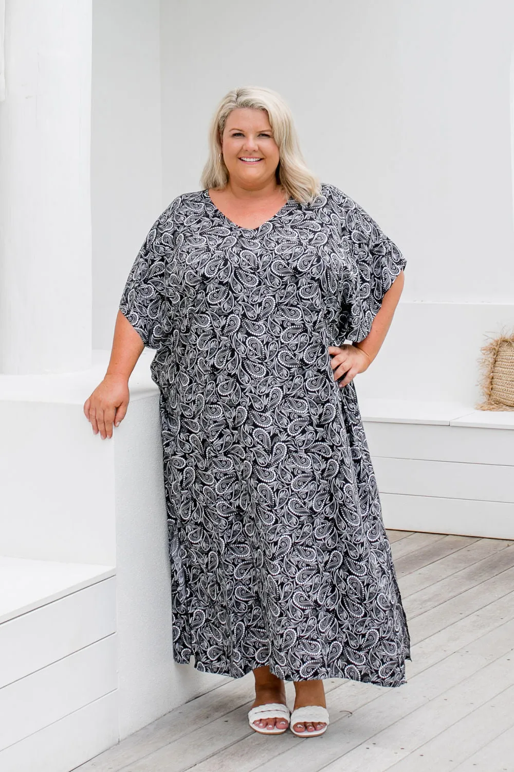 Paisley Shimmer Maxi Kaftan Dress