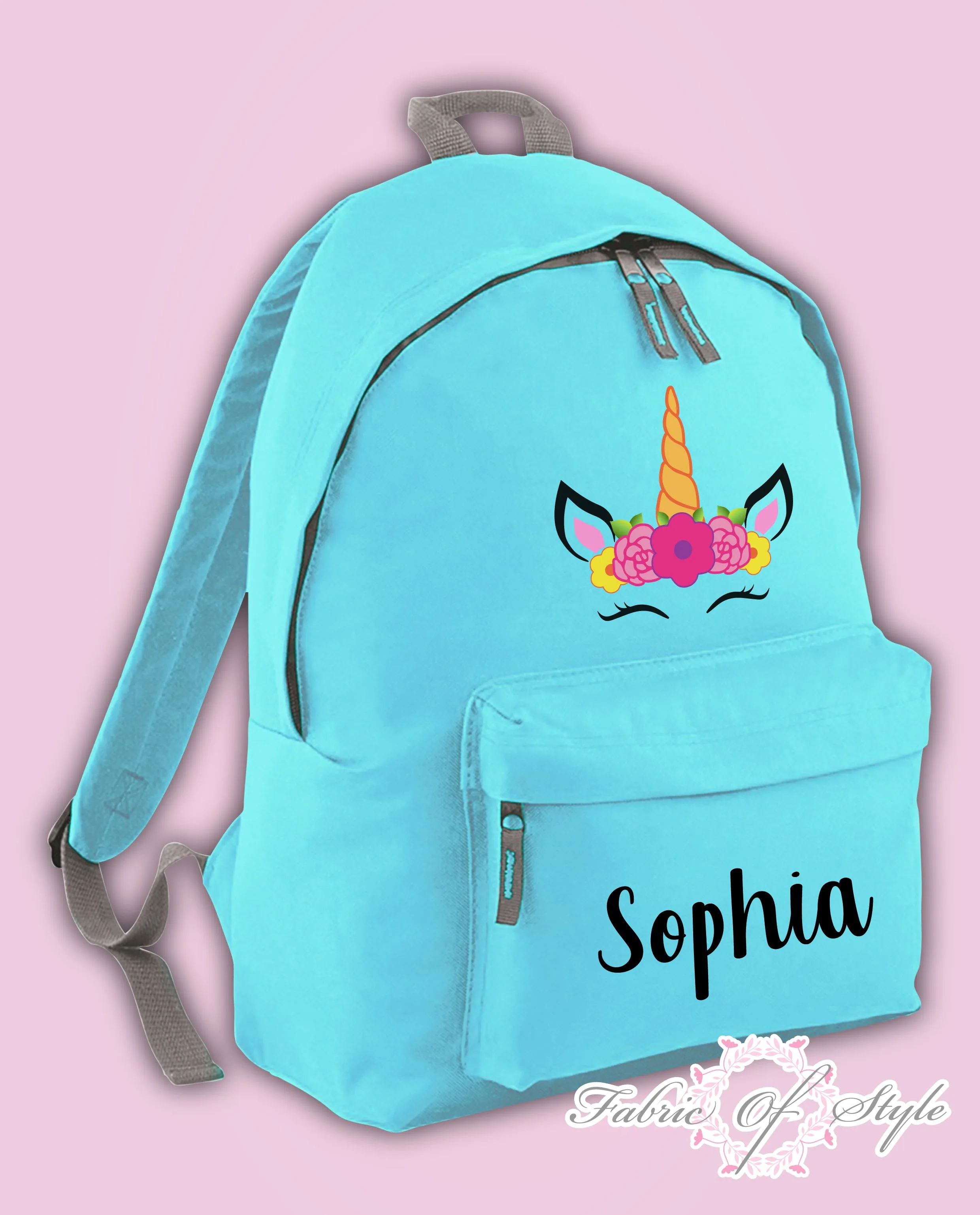 Personalised Kids Backpack - Any Name Unicorn Girls Boys Back To School Bag