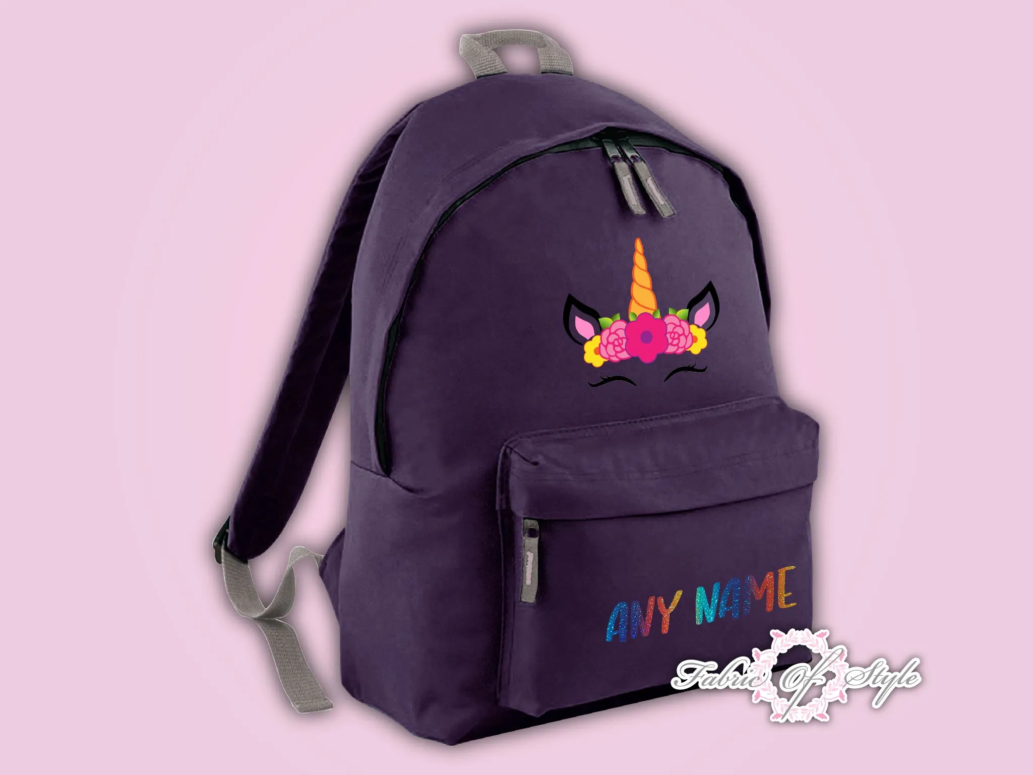 Personalised Rainbow Glitter Kids Backpack - Any Name Unicorn Girls Boys Back To School Bag