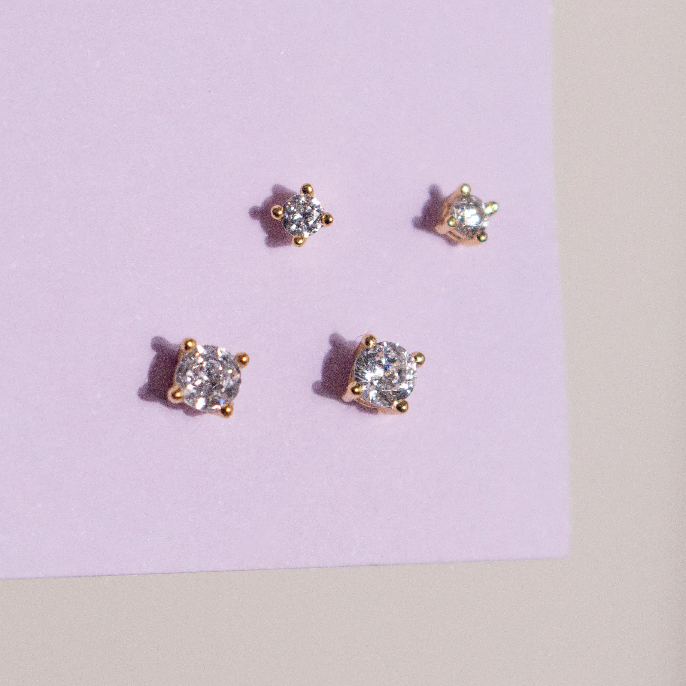 PETITE CZ STUDS 3MM GOLD