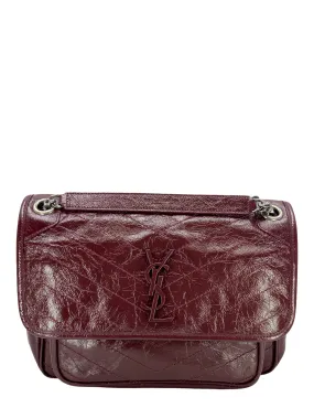 SAINT LAURENT Crinkled Calfskin Monogram Niki Medium Chain Bag NEW