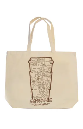 Seattle Coffee Map Jumbo Tote Bag