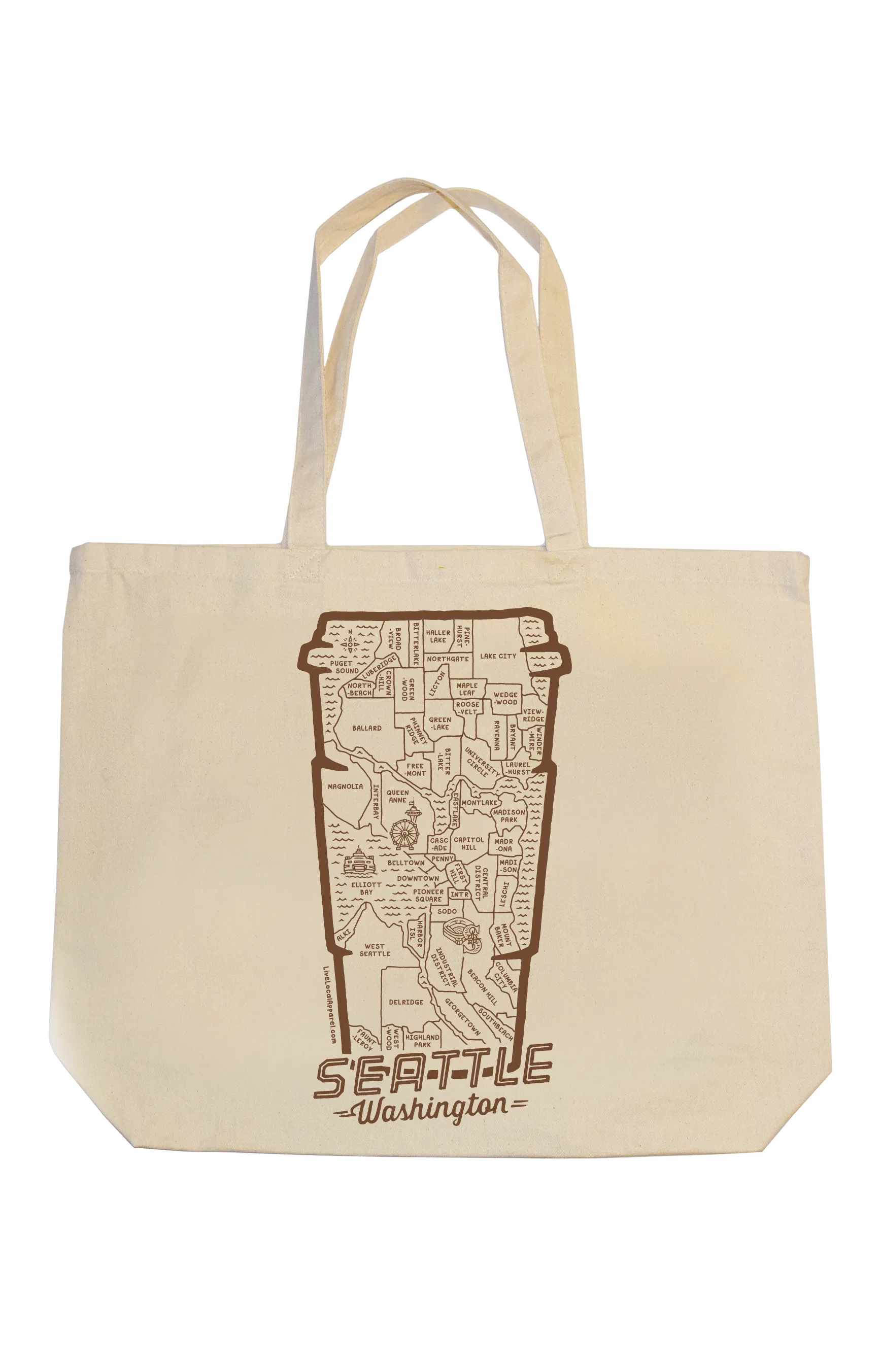 Seattle Coffee Map Jumbo Tote Bag