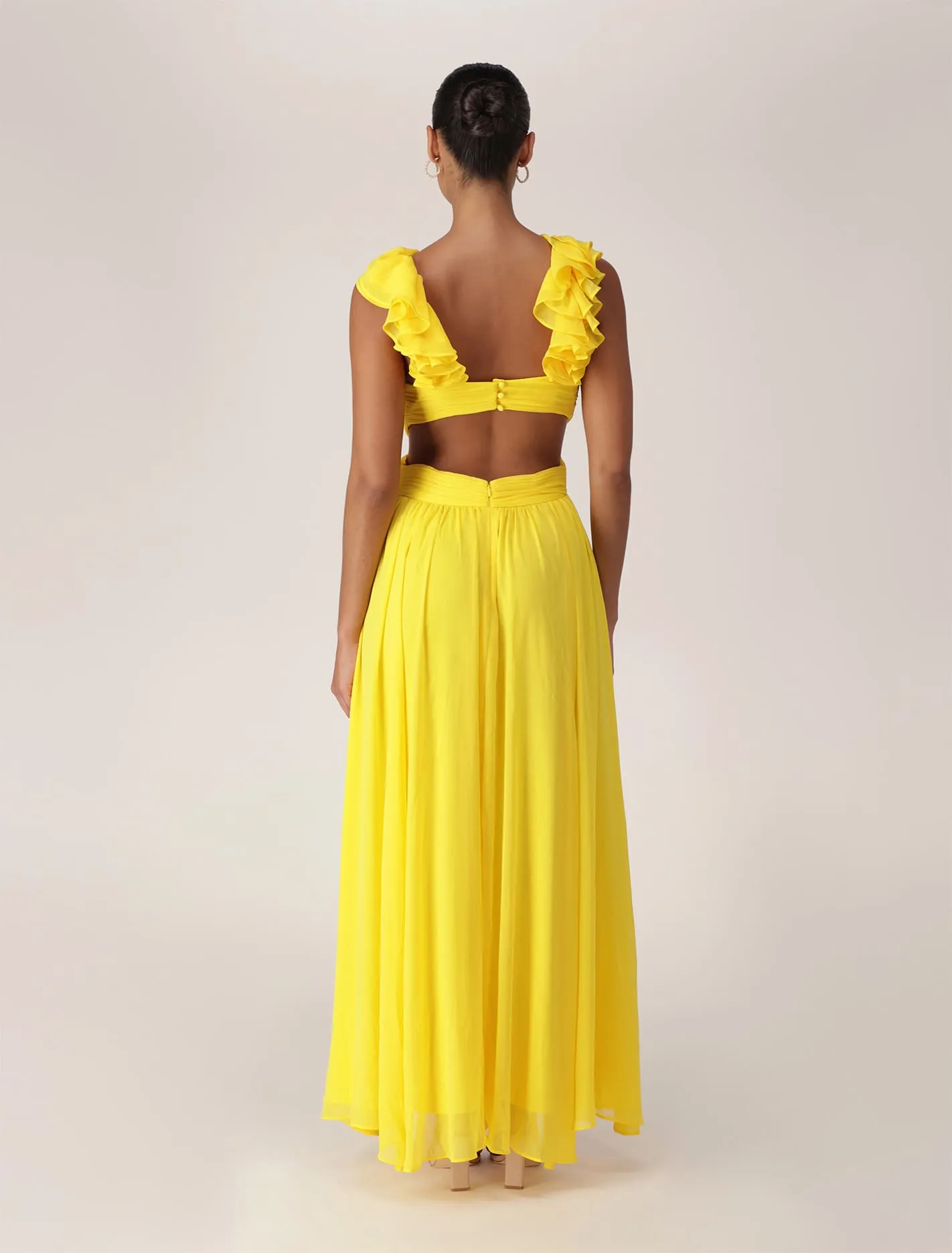 Selena Ruffle Shoulder Maxi Dress