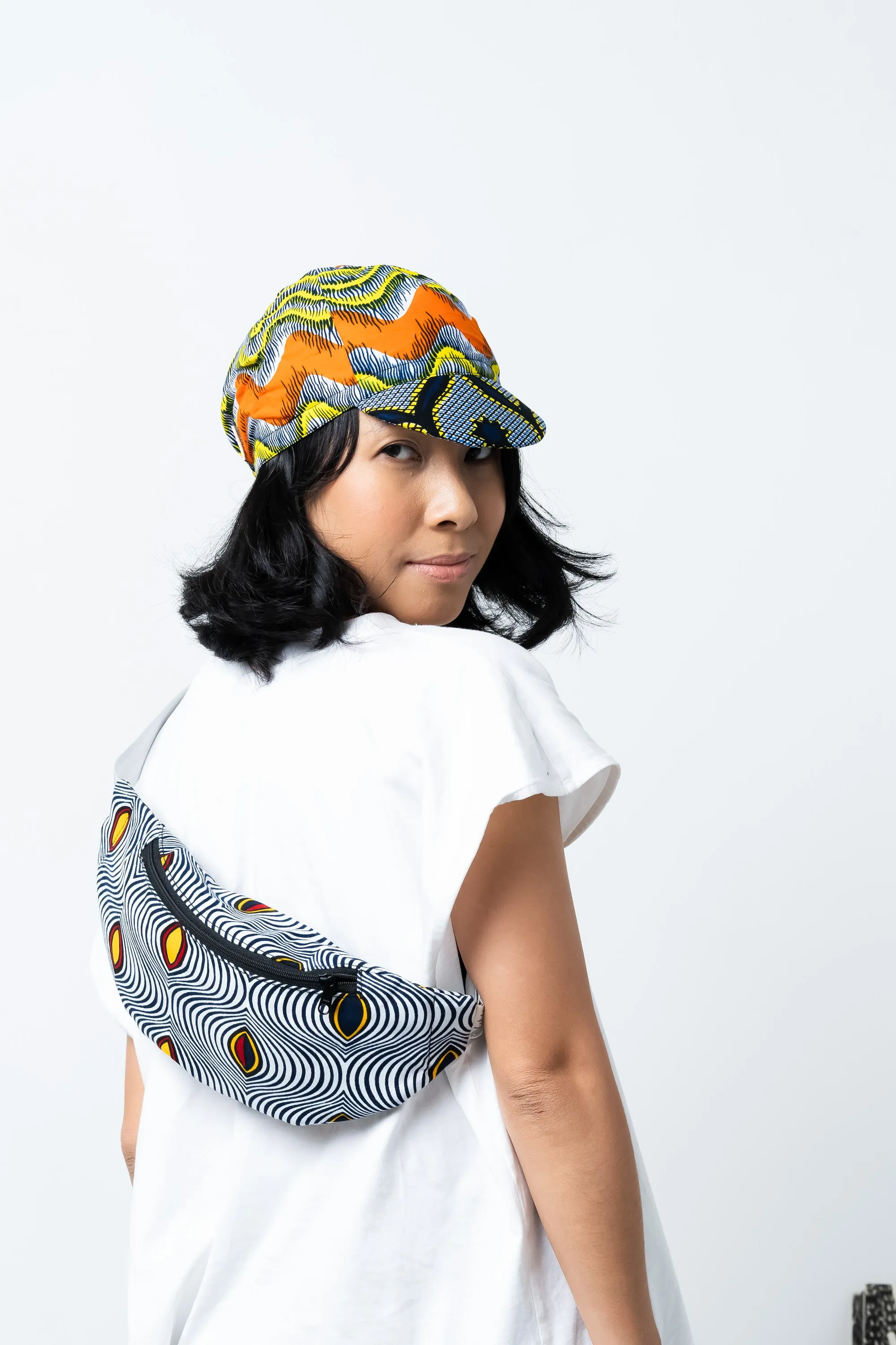 Seye Waistbag -  White Yellow and Black African Ankara Wax Cotton Print - 9