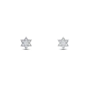 Sterling Silver Star Pave Stud Earrings