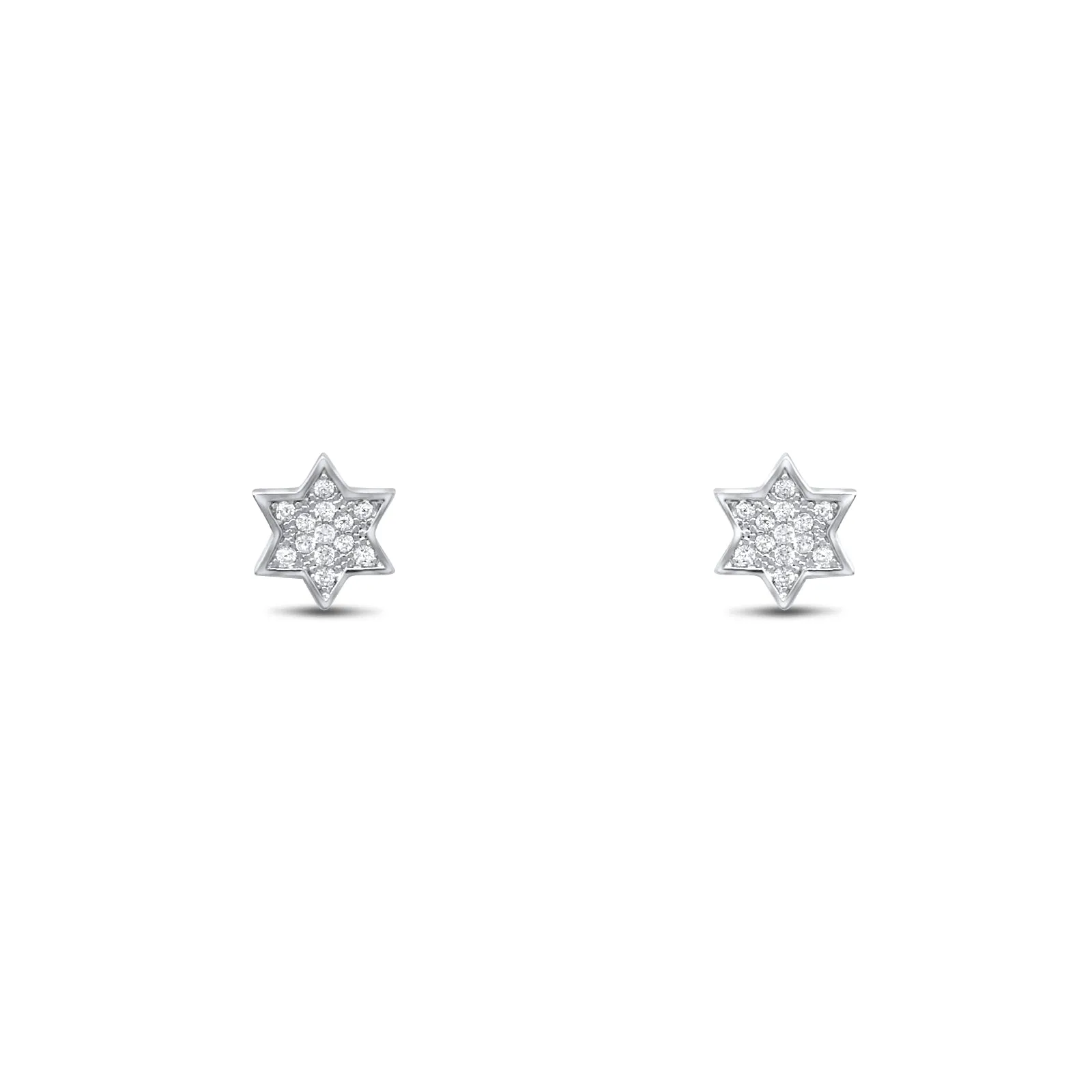 Sterling Silver Star Pave Stud Earrings