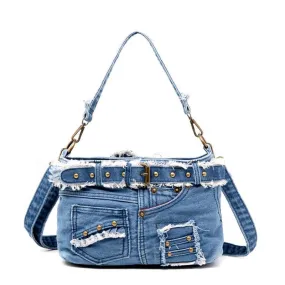 Women's Fashion Simple Denim Canvas Crossbody Bag